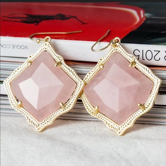 NWT Kendra Scott Kirsten Gold W Rose Quartz  Drops - Picture 2 of 5